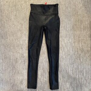 SPANX Faux Vegan Leather Leggings Style #2437 Size Small Black